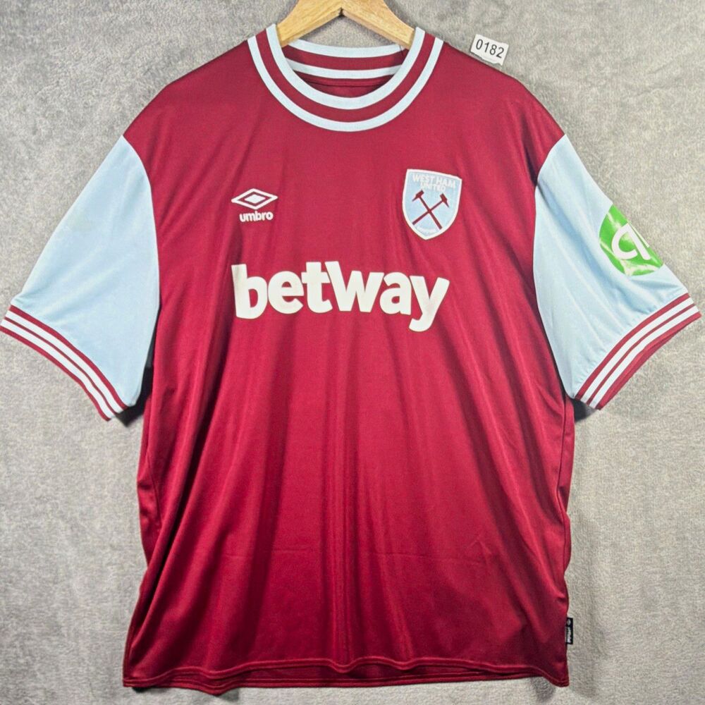 Umbro West Ham United Álvarez #19 Men's L Soccer Jersey Claret/Light Blue